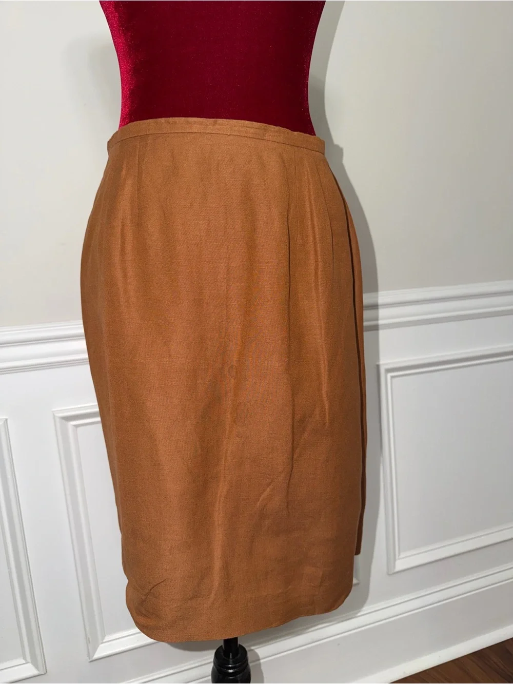 Vintage Amanda Fielding Petites Linen-Blend Skirt Suit - Toffee Brown 4P/10P Mix